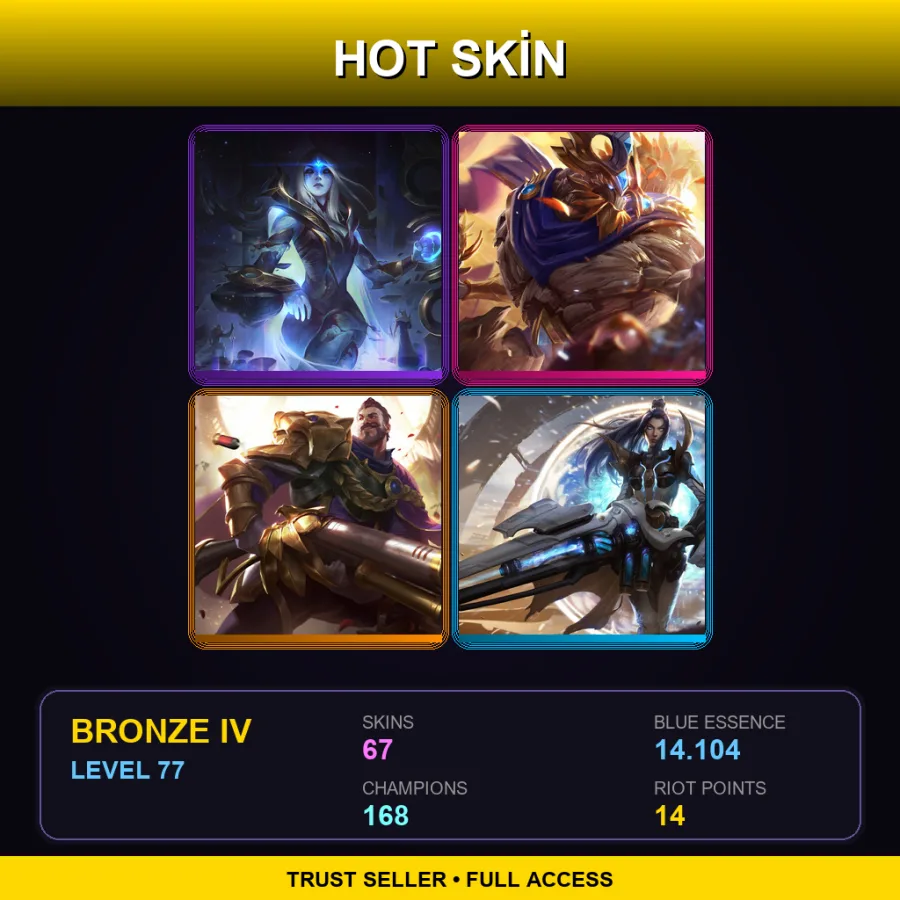 VN | Lv77 | Bronze IV | 67 Skin | 168 Champ