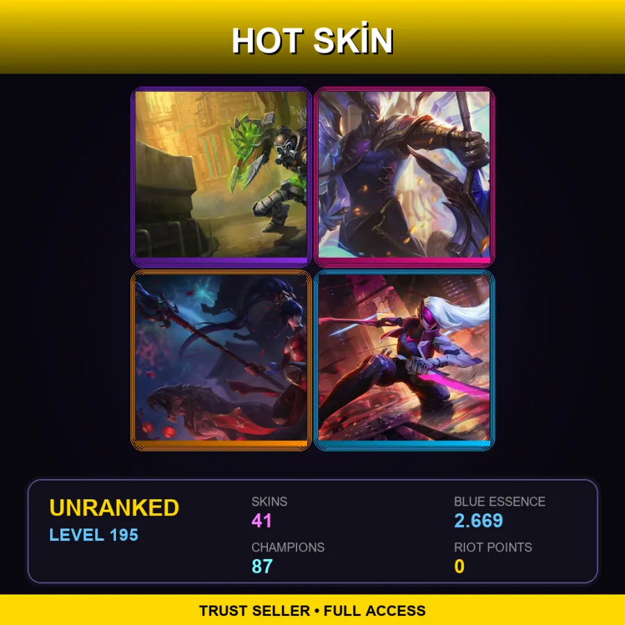 SG | Lv195 | Unranked | 41 Skin | 87 Champ — Unranked / Smurf League of Legends