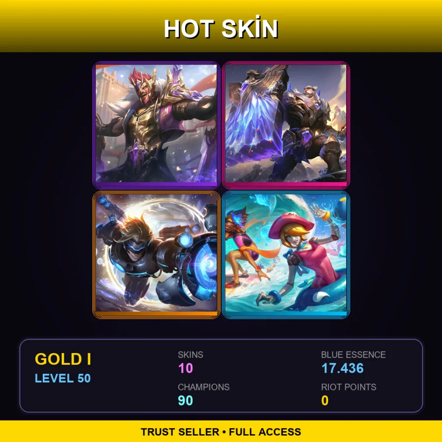 EUW | Lv50 | Gold I | 10 Skin | 90 Champ