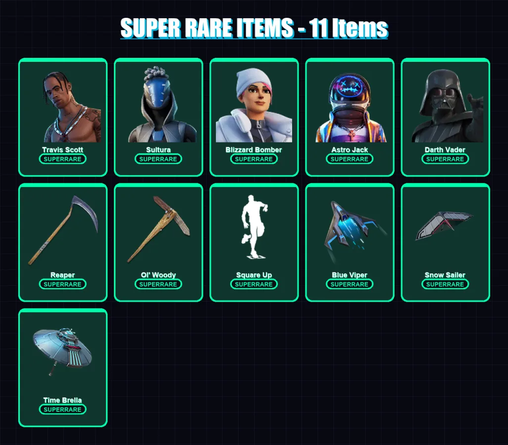 [PC/XBOX] | Travis Scott | Sultura | Blizzard Bomber | Astro Jack | Darth Vader | 251 skin | 209 pickaxe | 188 emote | 158 glider | Lv3240