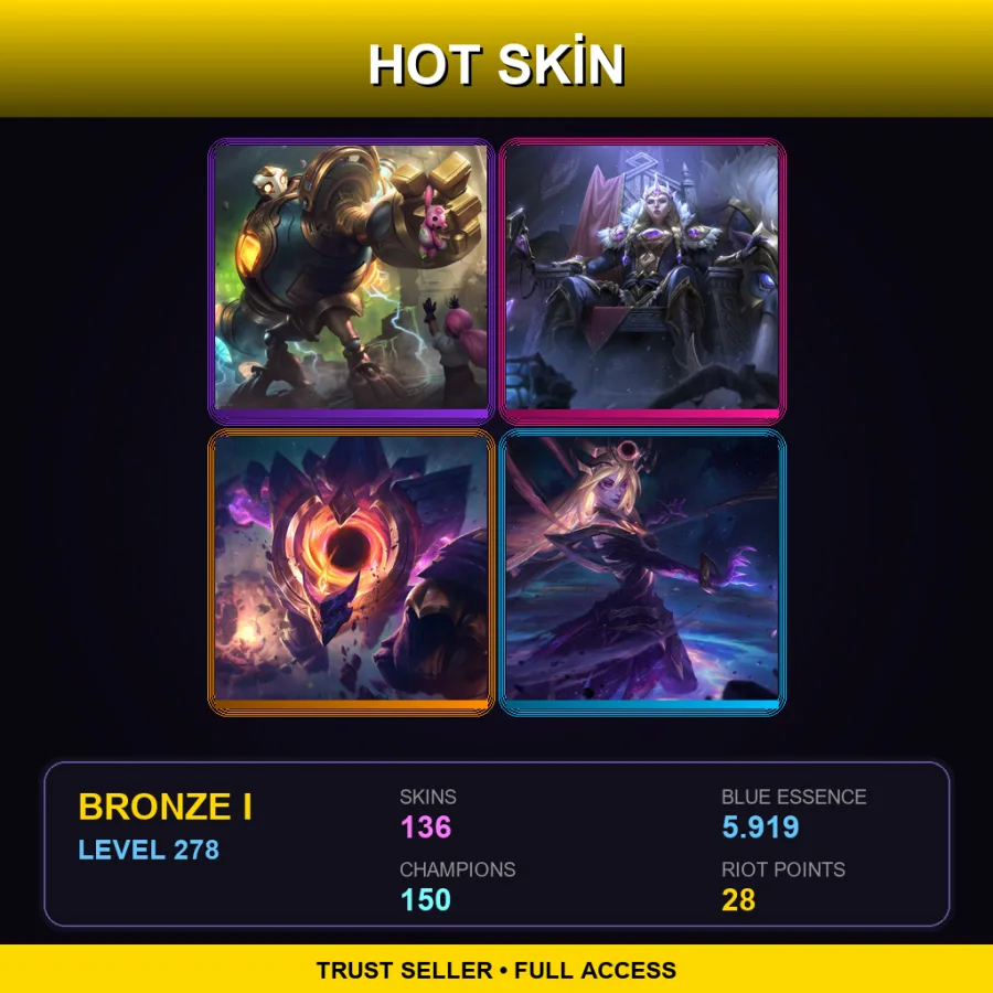 VN | Lv278 | Bronze I | 136 Skin | 150 Champ