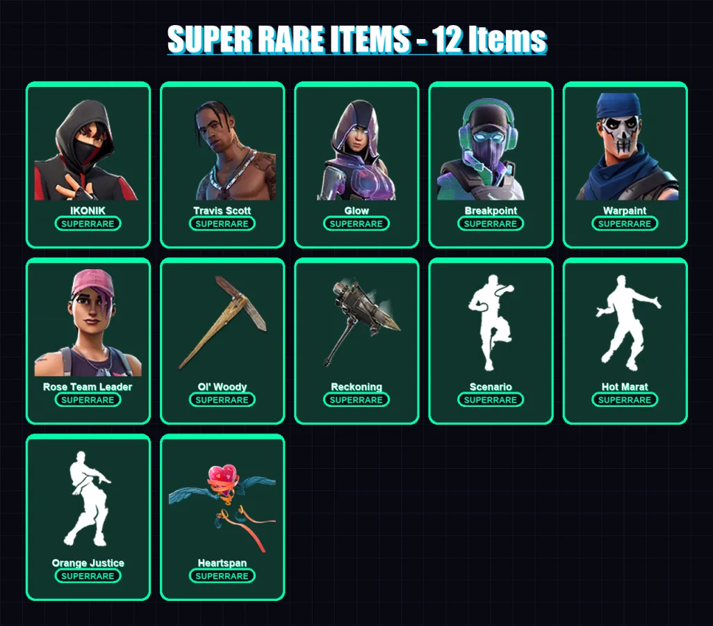 [PC/XBOX/PSN] | IKONIK | Travis Scott | Glow | Breakpoint | Warpaint | 93 skin | 75 pickaxe | 84 emote | 77 glider | Lv876