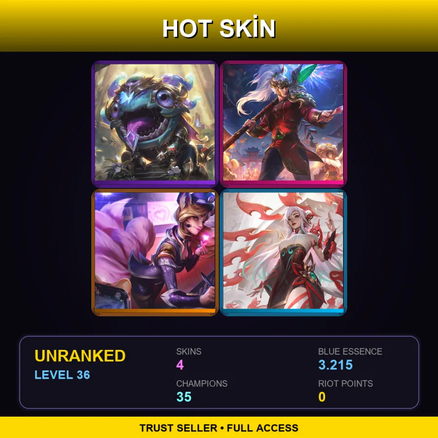 EUW | Lv36 | Unranked | 4 Skin | 35 Champ