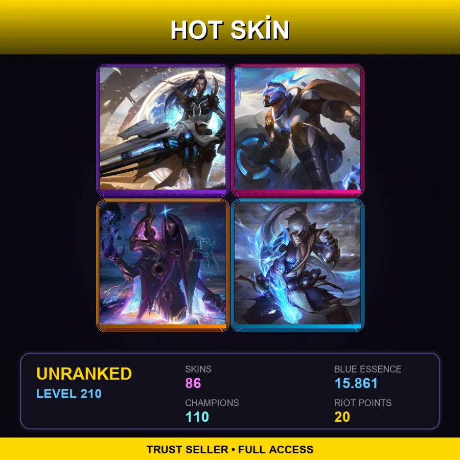 EUNE | Lv210 | Unranked | 86 Skin | 110 Champ — LoL account