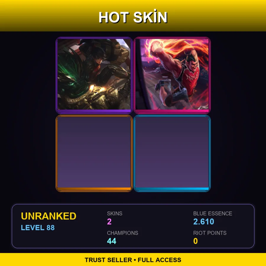 EUW | Lv88 | Unranked | 2 Skin | 44 Champ — LoL account