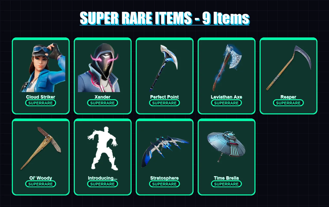 [PC/XBOX] | Cloud Striker | Xander | Spectra Knight | Peter Griffin | Menace | 167 skin | 202 pickaxe | 127 emote | 128 glider | Lv1878
