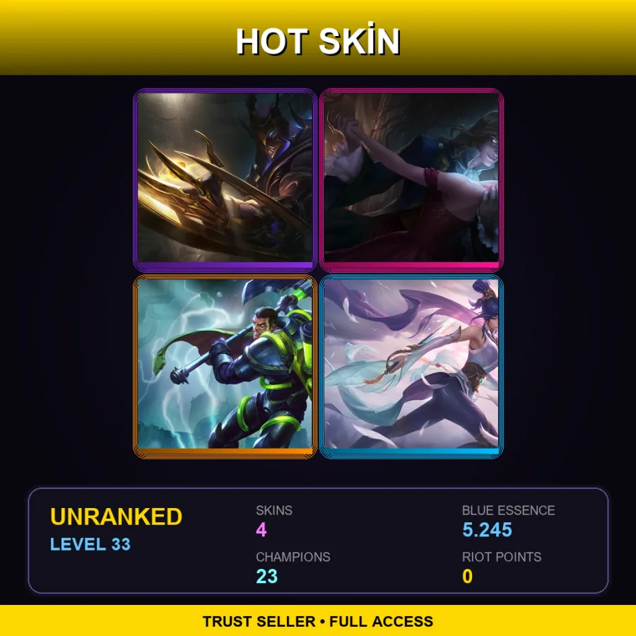 LAS | Lv33 | Unranked | 4 Skin | 23 Champ — LoL account