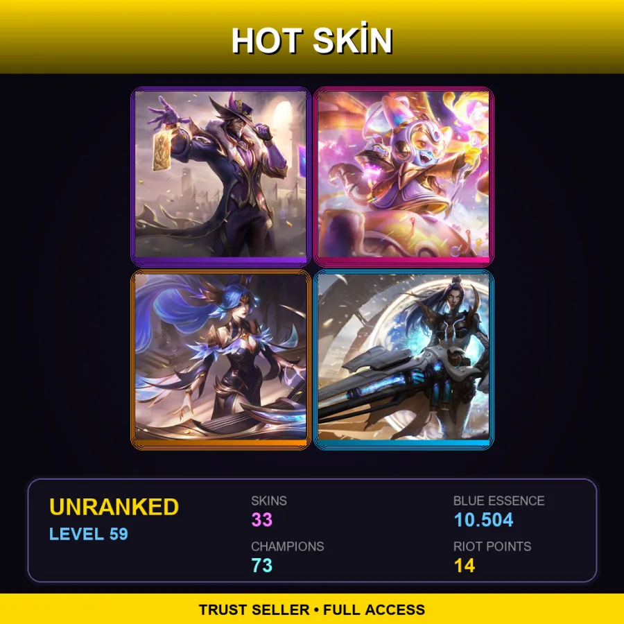 VN | Lv59 | Unranked | 33 Skin | 73 Champ