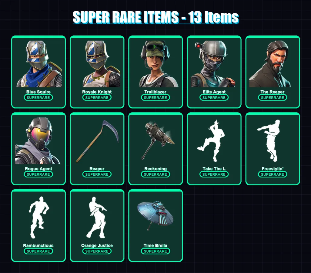 [PC/XBOX/PSN] | Blue Squire | Royale Knight | Trailblazer | Elite Agent | The Reaper | 67 skin | 54 pickaxe | 57 emote | 53 glider | Lv909