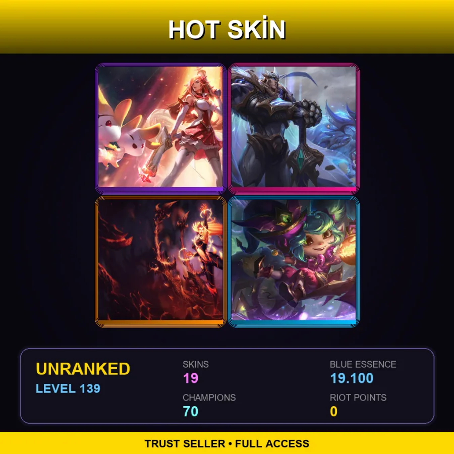 EUNE | Lv139 | Unranked | 19 Skin | 70 Champ — LoL account