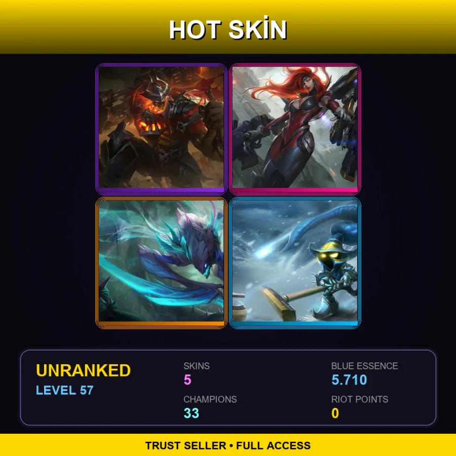 EUNE | Lv57 | Unranked | 5 Skin | 33 Champ