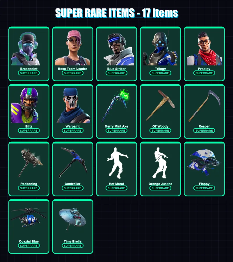 [PC/XBOX] | Breakpoint | Rose Team Leader | Blue Striker | Trilogy | Prodigy | 141 skin | 146 pickaxe | 131 emote | 131 glider | Lv2371