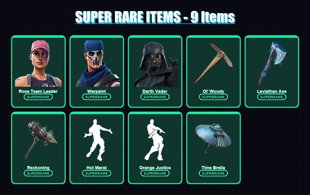 [PC/PSN] | Rose Team Leader | Warpaint | Darth Vader | Fade | Frozen Red Knight | 138 skin | 152 pickaxe | 127 emote | 145 glider | Lv1915