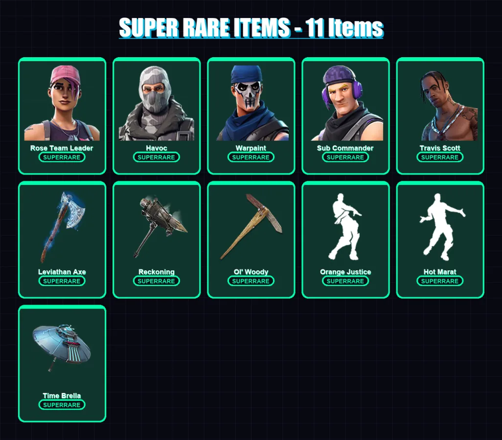 [PC/XBOX/PSN] | Rose Team Leader | Havoc | Warpaint | Sub Commander | Travis Scott | 98 skin | 116 pickaxe | 121 emote | 106 glider | Lv1764 — Fortnite account