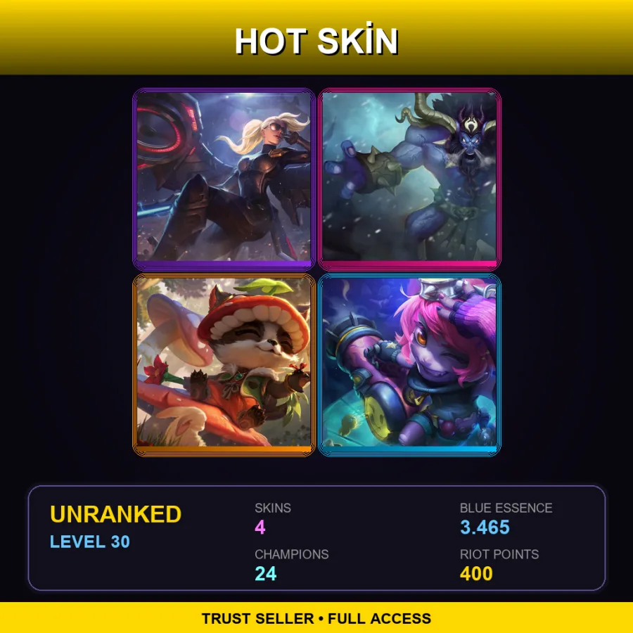 EUNE | Lv30 | Unranked | 4 Skin | 24 Champ