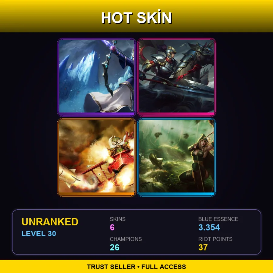 SG | Lv30 | Unranked | 6 Skin | 26 Champ — LoL account