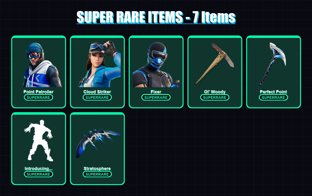 [PC/XBOX] | Point Patroller | Cloud Striker | Fixer | The Foundation | Joey | 56 skin | 65 pickaxe | 40 emote | 51 glider | Lv753
