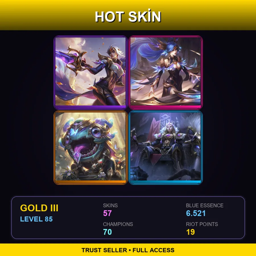 VN | Lv85 | Gold III | 57 Skin | 70 Champ