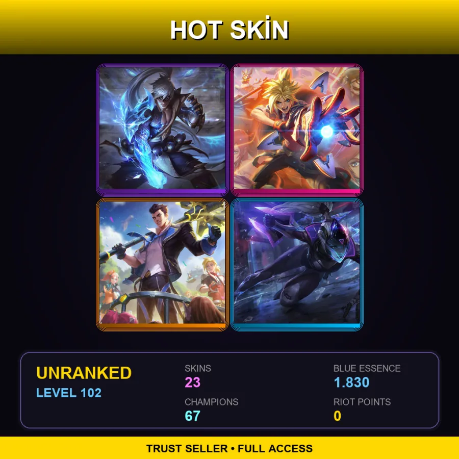 LAS | Lv102 | Unranked | 23 Skin | 67 Champ — LoL account