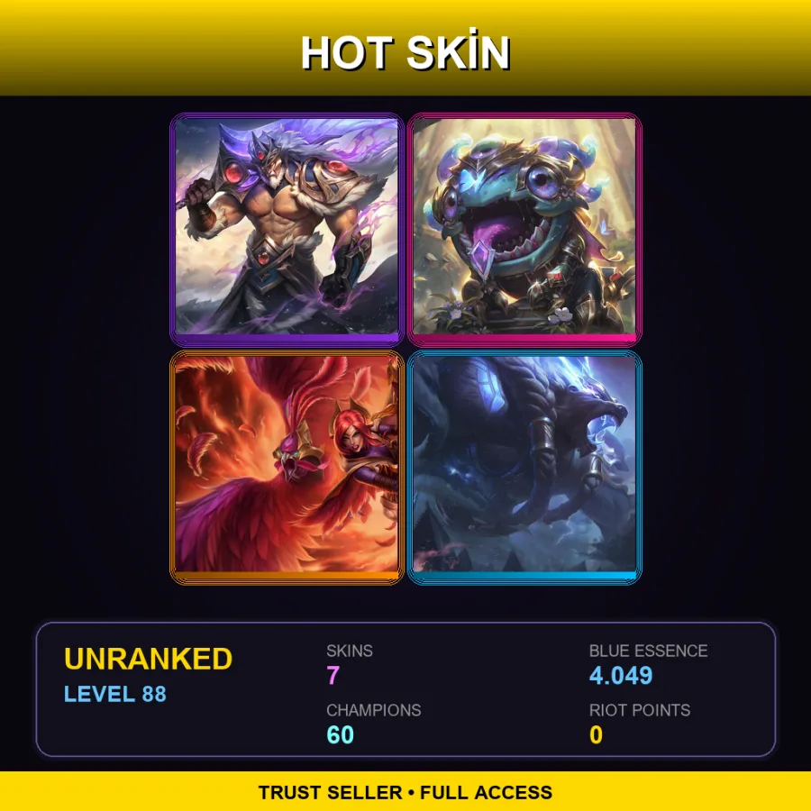 LAS | Lv88 | Unranked | 7 Skin | 60 Champ