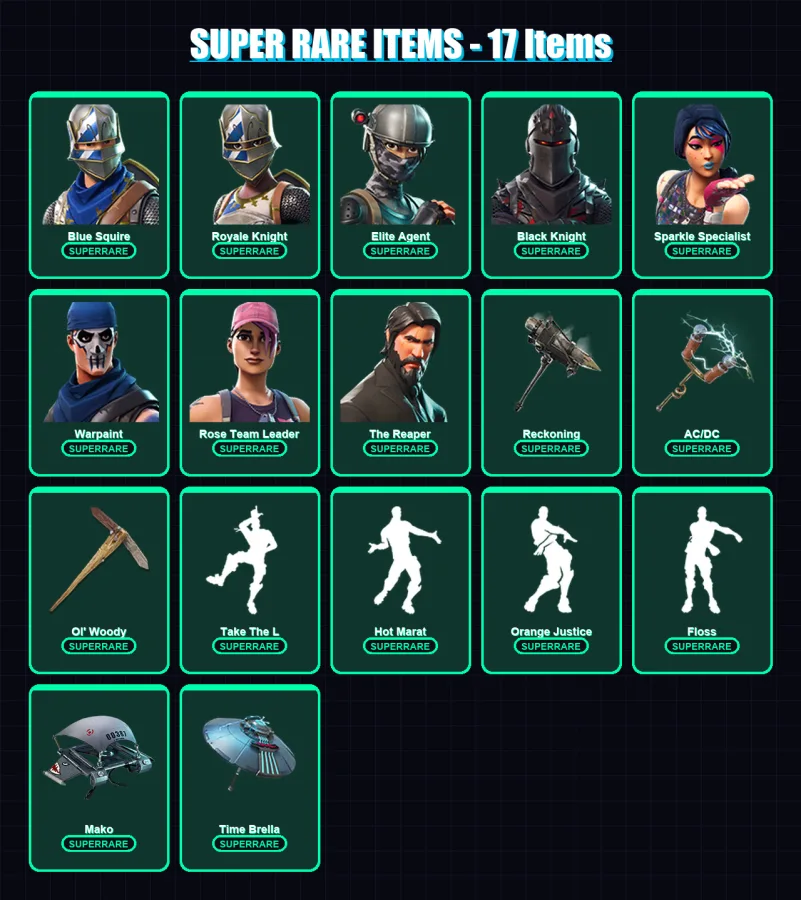 [PC] | Blue Squire | Royale Knight | Elite Agent | Black Knight | Sparkle Specialist | 74 skin | 69 pickaxe | 85 emote | 65 glider | Lv975