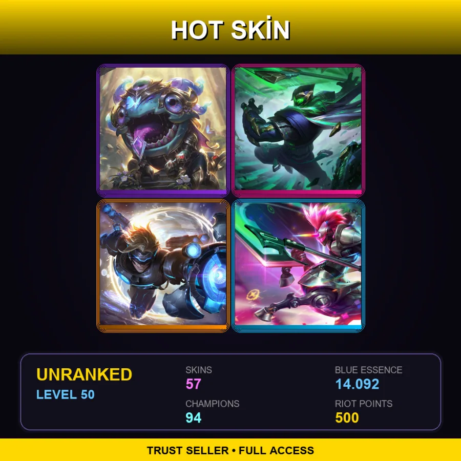 VN | Lv50 | Unranked | 57 Skin | 94 Champ — Eternal Sword Yi
