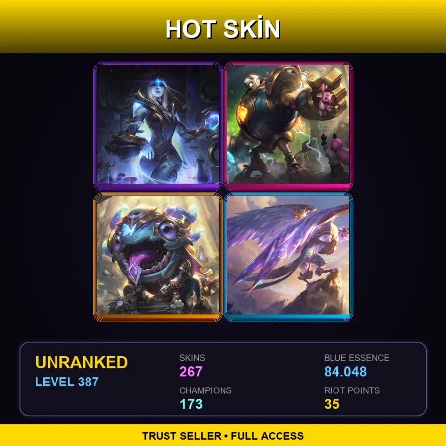 VN | Lv387 | Unranked | 267 Skin | 173 Champ