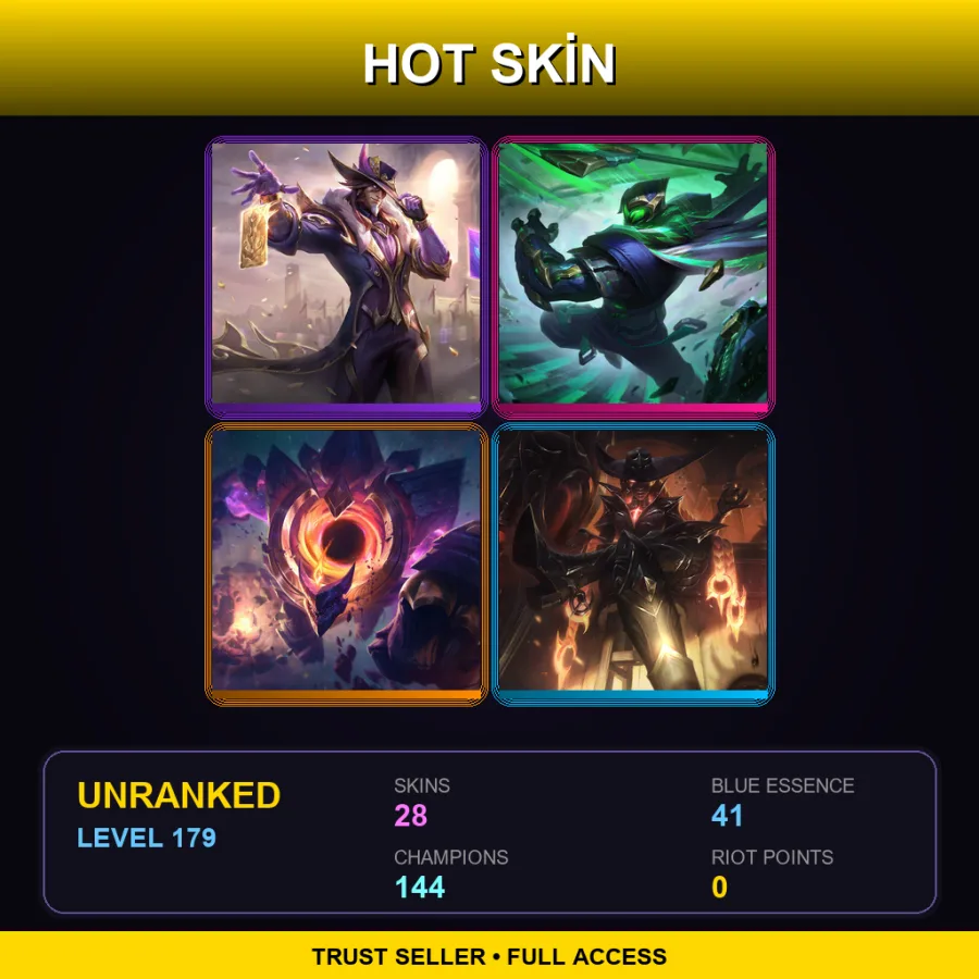 LAS | Lv179 | Unranked | 28 Skin | 144 Champ