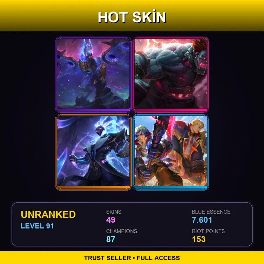 EUW | Lv91 | Unranked | 49 Skin | 87 Champ