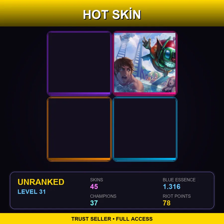NA | Lv31 | Unranked | 45 Skin | 37 Champ