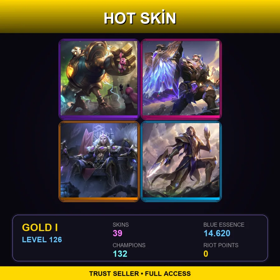 EUNE | Lv126 | Gold I | 39 Skin | 132 Champ