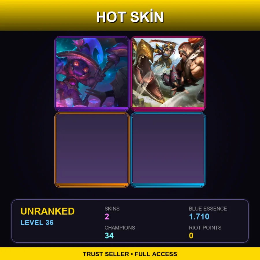 EUW | Lv36 | Unranked | 2 Skin | 34 Champ