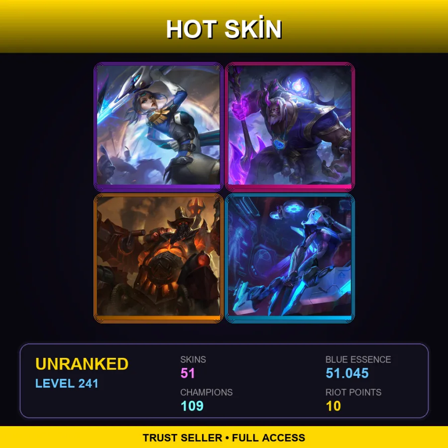 EUNE | Lv241 | Unranked | 51 Skin | 109 Champ — Unranked / Smurf League of Legends