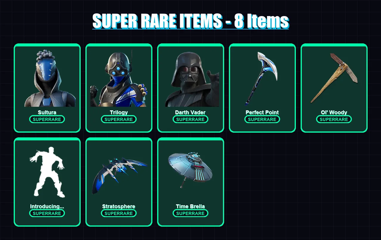 [PS4/PS5/PC] | Sultura | Trilogy | Darth Vader | Vegeta | Kymera | 269 skin | 286 pickaxe | 209 emote | 197 glider | Lv2580