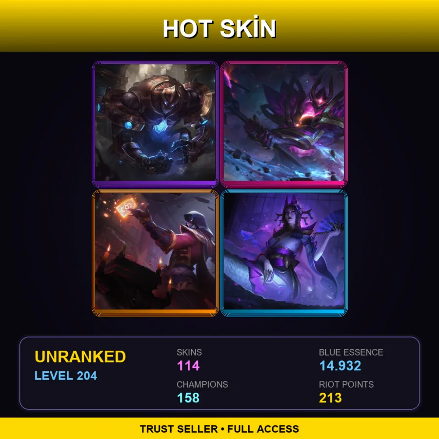 BR | Lv204 | Unranked | 114 Skin | 158 Champ