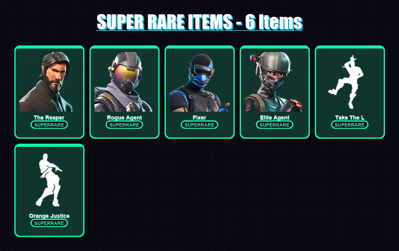 [PC] | The Reaper | Rogue Agent | Fixer | Elite Agent | Carbide | 39 skin | 40 pickaxe | 62 emote | 40 glider | Lv499 — Fortnite account
