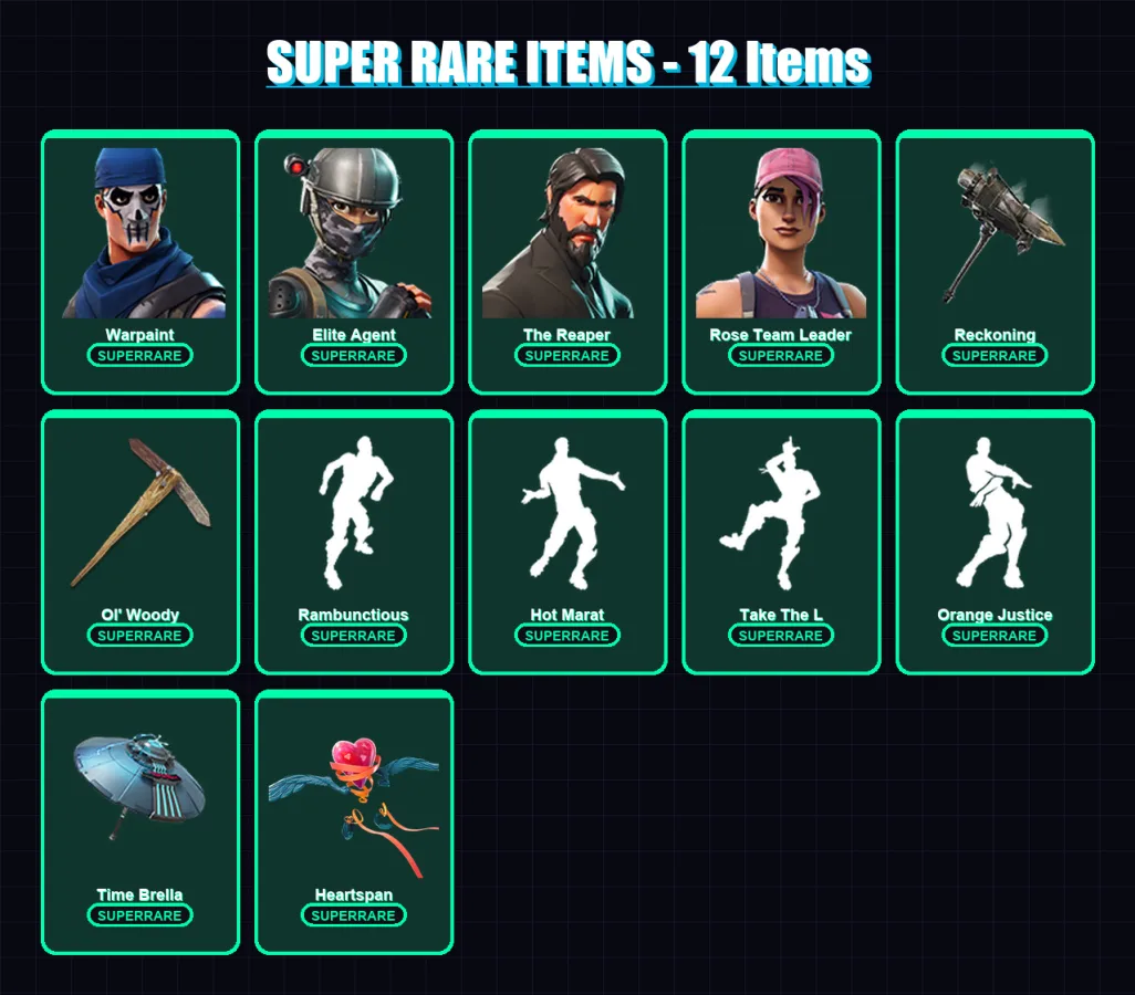 [PC/XBOX/PSN] | Warpaint | Elite Agent | The Reaper | Rose Team Leader | A.I.M. | 59 skin | 47 pickaxe | 56 emote | 46 glider | Lv633 — Fortnite account