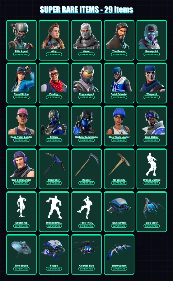 [PC/XBOX/PSN] | Elite Agent | Aloy | Havoc | The Reaper | Breakpoint | 366 skin | 318 pickaxe | 416 emote | 204 glider | Lv2738