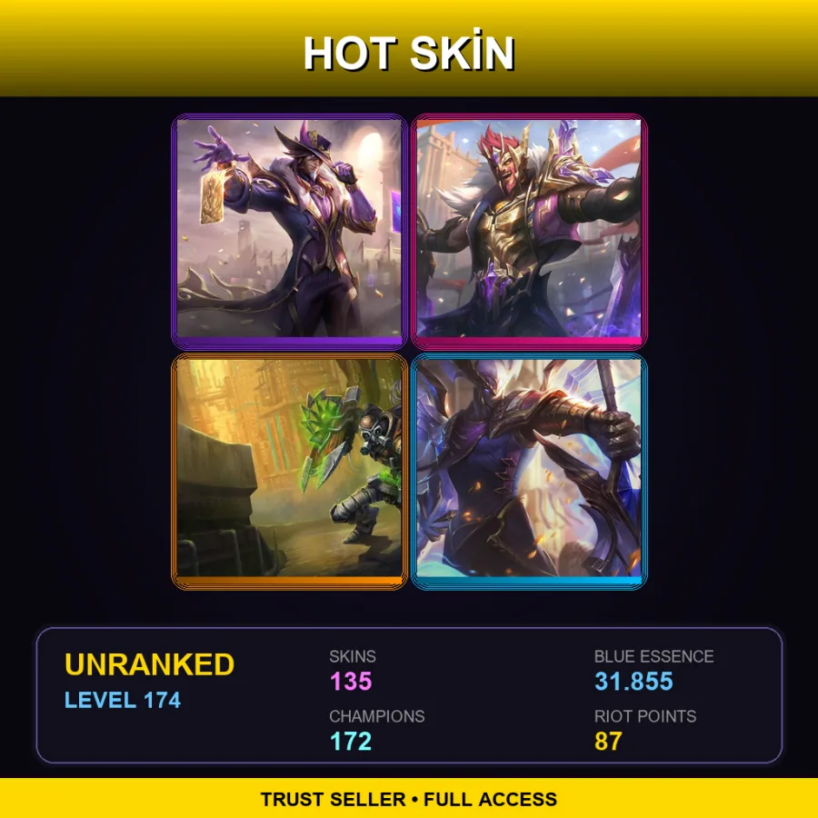BR | Lv174 | Unranked | 135 Skin | 172 Champ — LoL account