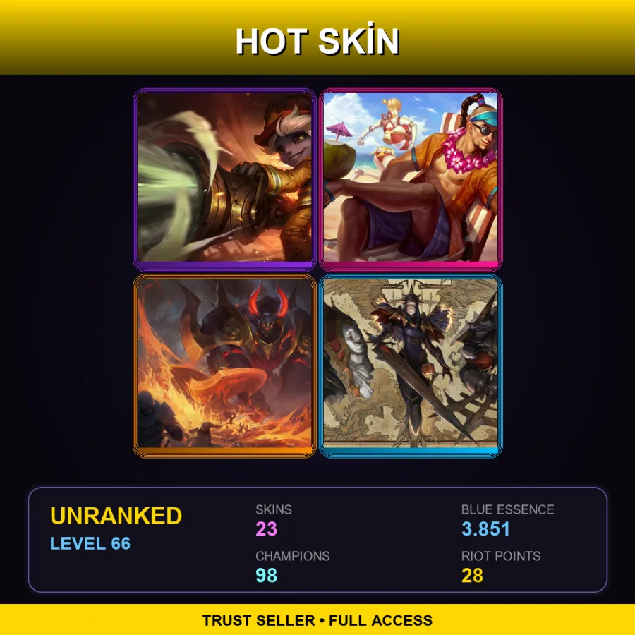 EUNE | Lv66 | Unranked | 23 Skin | 98 Champ