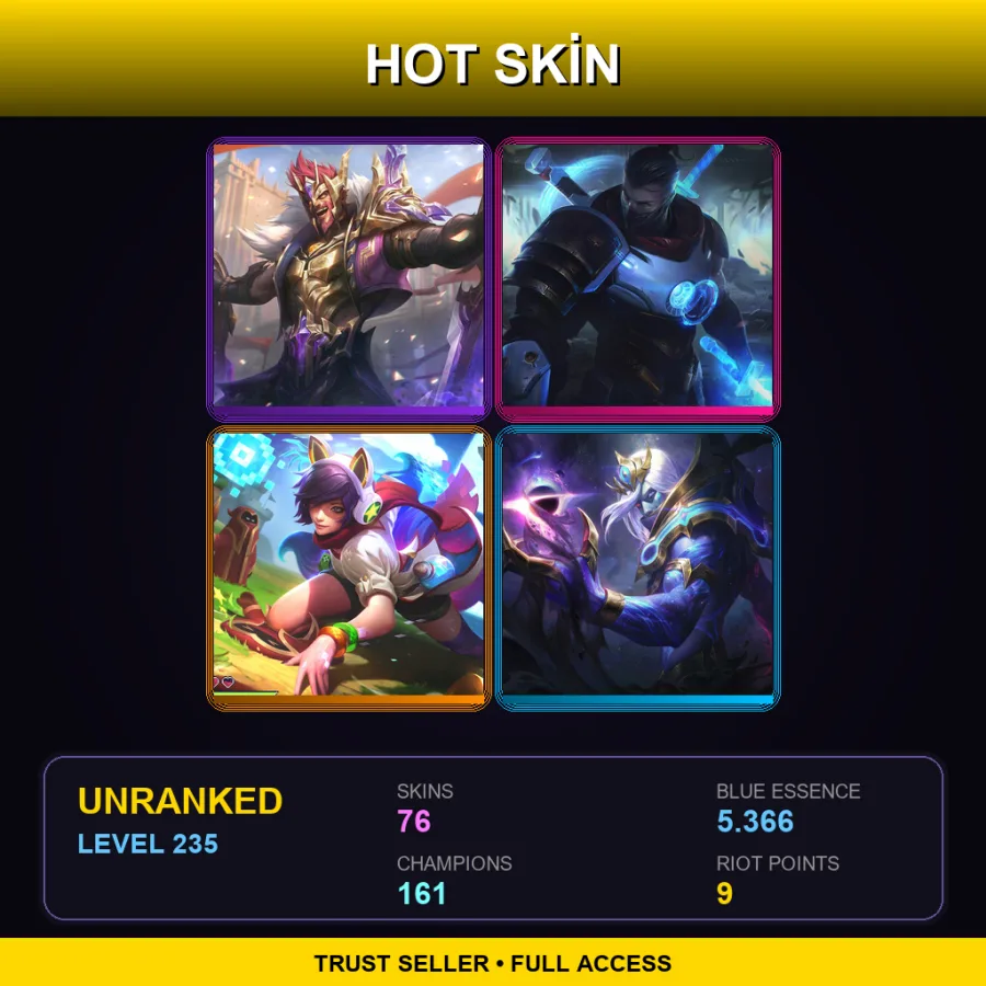 SG | Lv235 | Unranked | 76 Skin | 161 Champ — LoL account