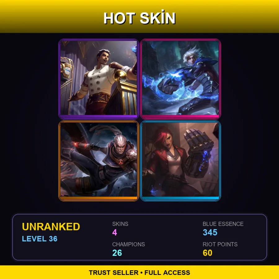 LAN | Lv36 | Unranked | 4 Skin | 26 Champ — Unranked / Smurf League of Legends