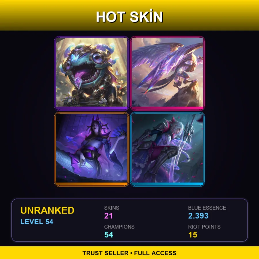 EUW | Lv54 | Unranked | 21 Skin | 54 Champ