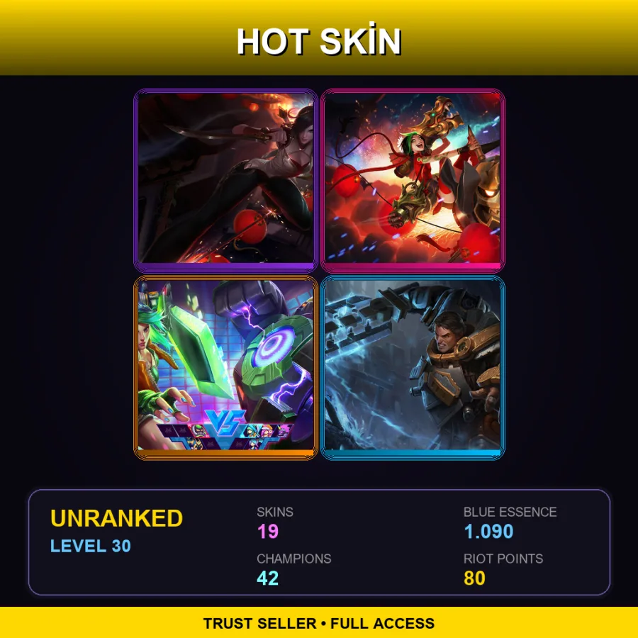 ME | Lv30 | Unranked | 19 Skin | 42 Champ — Unranked / Smurf League of Legends