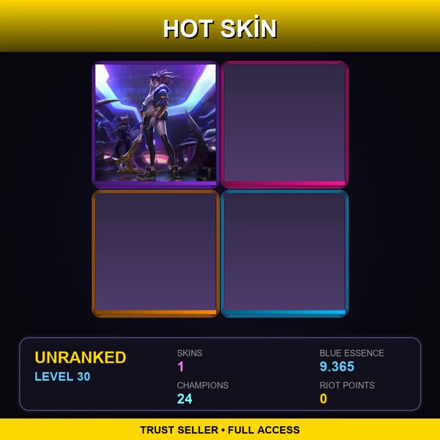 RU | Lv30 | Unranked | 1 Skin | 24 Champ — LoL account
