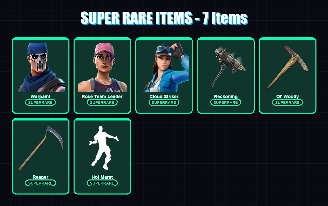 [PS4/PS5/XBOX/PC] | Warpaint | Rose Team Leader | Cloud Striker | The Ice King | Zenith | 63 skin | 70 pickaxe | 72 emote | 68 glider | Lv873