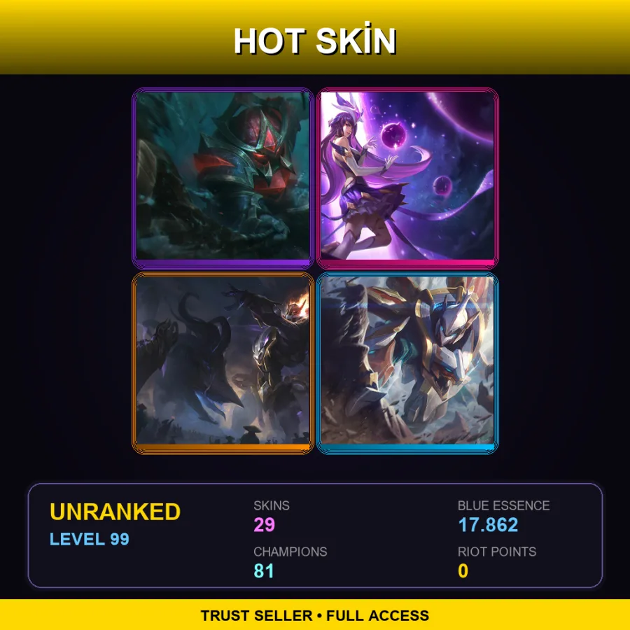 EUNE | Lv99 | Unranked | 29 Skin | 81 Champ — LoL account