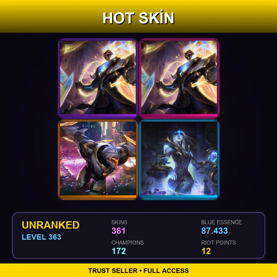 EUW | Lv363 | Unranked | 361 Skin | 172 Champ — Dunkmaster Darius
