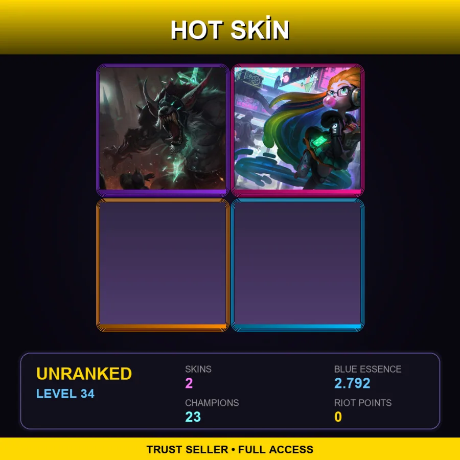 TR | Lv34 | Unranked | 2 Skin | 23 Champ