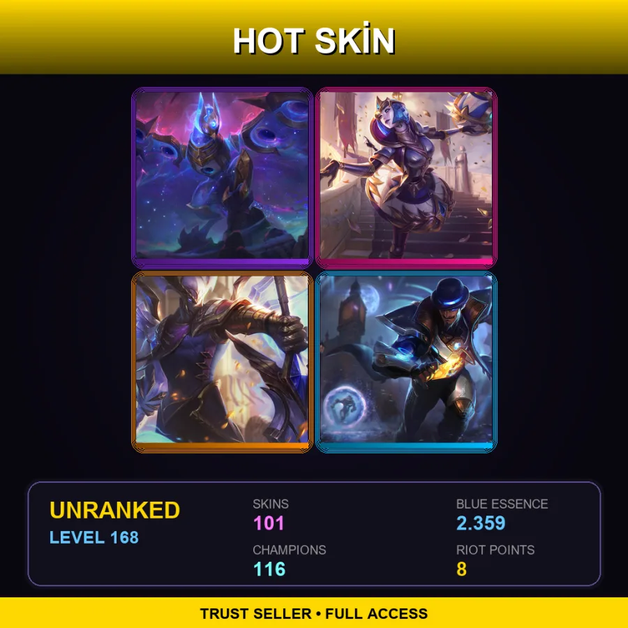 SG | Lv168 | Unranked | 101 Skin | 116 Champ — Midnight Ahri